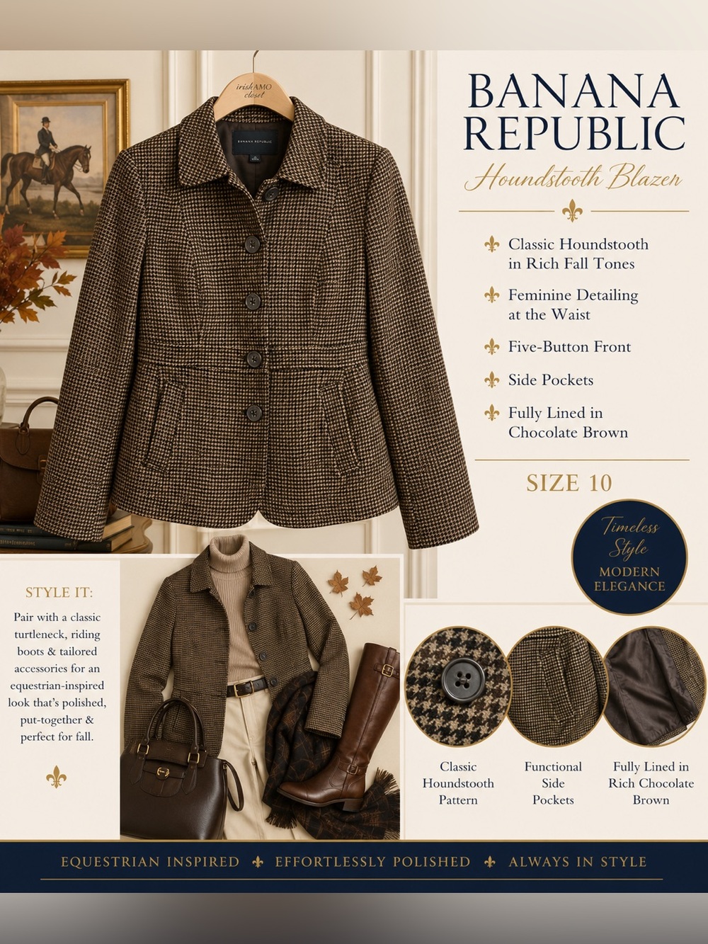 Banana Republic Women's Houndstooth Blazer - Brown
